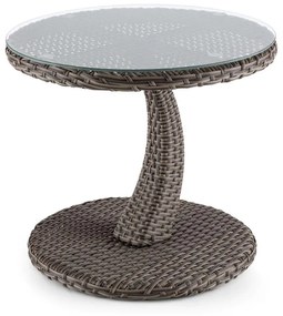 Tabula, masă, 50 cm, sticlă, poliuretan, aluminiu, maro
