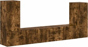 vidaXL Set comodă TV 4 pcs Stejar fumuriu Lemn compozit