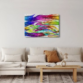 Tablou - Zid de cărămidă cu flăcări colorate (90x60 cm)