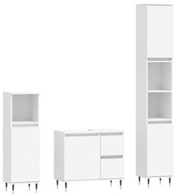 3190213 vidaXL Set mobilier de baie, 3 piese, alb, lemn compozit