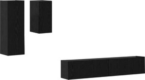 vidaXL Dulap pentru TV pe Perete 3 pcs Stejar Negru Lemn compozit