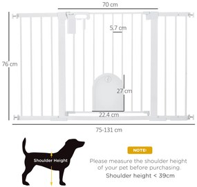 PawHut Poartă Extensibilă pentru Câini cu Ușă Autoînchidere Metal/ABS 75-131x76cm Siguranță Animale | Aosom Romania