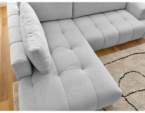 Colțar gri deschis extensibil/cu spațiu de depozitare (cu colț pe partea stângă/în formă de ”L”) Fuji – Bobochic Paris