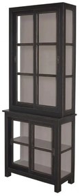 Vitrina neagra din lemn de pin, aspect vintage, Gloria