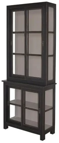 Vitrina neagra din lemn de pin, aspect vintage, Gloria