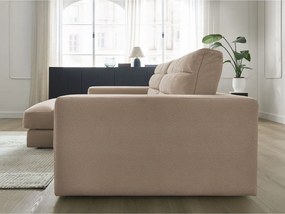 Colțar taupe cu tapițerie din catifea (cu colț pe partea stângă/cu șezlong) Sierra – Bobochic Paris