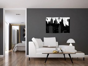 Tablou - Oraș cu inscripții și modele (90x60 cm)