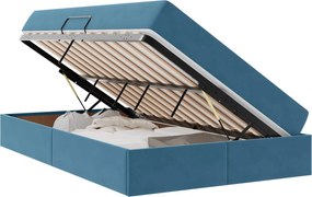 vidaXL Pat cu saltea și spațiu de depozitare albastru 120 x 190 cm