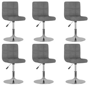 vidaXL Scaune de bucătărie pivotante, 6 buc., gri deschis, textil