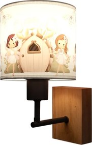 Brilagi - Lampă de perete BOBO WOOD 1xE27/25W/230V stejar/negru/alb/roz/zâne
