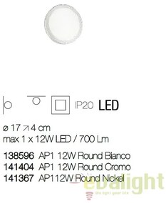Aplica LED diametru 17cm, UNIVERSAL AP1 12W ROUND BIANCO 138596