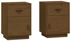 818312 vidaXL Noptiere, 2 buc, maro miere, 40x34x55 cm, lemn masiv de pin