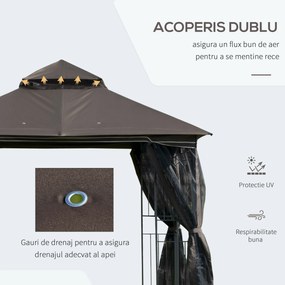 Outsunny Foisor pentru Gradina din Metal Negru 3x3m | Aosom.ro