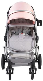Carucior nou nascuti 2 in 1 NOVOKIDS™ Ciarra Silver PRO , Cu geanta bebe, Cadru Aluminiu , Amortizoare, Roti din cauciuc plin AVE, Landou, Modul