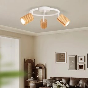 Brilagi - Spot modern MODERN WOOD 3xGU10/8W/230V lemn de cauciuc/alb