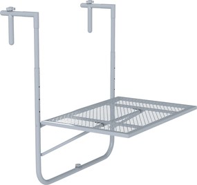 Outsunny Masă suspendată pentru balcon pliabilă, reglabilă în 4 trepte, din metal, rezistentă la intemperii, masă de terasă 60x40 cm Gri | Aosom Romania