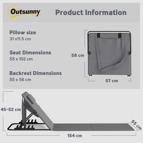 Outsunny Set de 2 șezlonguri de plajă cu spătar reglabil, pliabile și ușoare, cu pernă și buzunar de depozitare | Aosom Romania