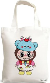 Sacosa de Panza pentru Cumparaturi, Geanta Tote, model Labubu 21 38 x 34.5 cm, Alba, BEKZ®