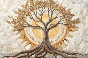 Tablou – Arborele vieții auriu în mozaic (90x60 cm)