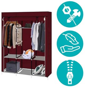 Sifonier mobil, dimensiuni 130x45x170 cm-visiniu