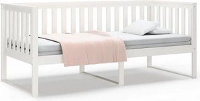 vidaXL Pat de zi fără saltea, alb, 90x200 cm, lemn masiv pin