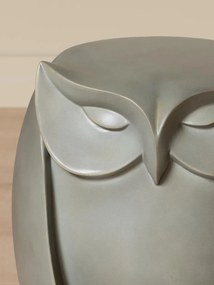 Măsuță laterală din rășină gri, formă de bufniță, finisaj mat, 39×33×32 cm, „Owl"