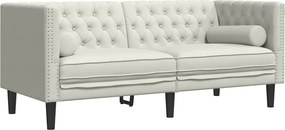 vidaXL Canapea Chesterfield cu pernuțe/2 locuri, crem, catifea