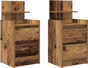 vidaXL Noptiere cu 2 sertare 2 buc Lemn vechi 38x34x80 cm