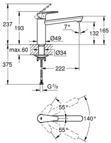 Baterie chiuveta bucatarie crom Grohe BauEdge