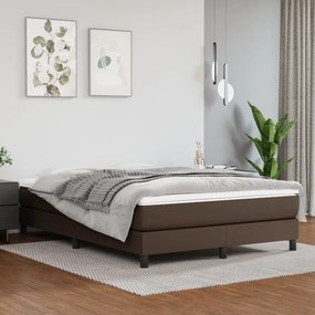 3120703 vidaXL Cadru de pat, maro, 140x200 cm, piele ecologică