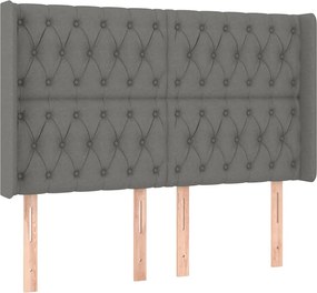 vidaXL Tăblie de pat cu aripioare gri închis 147x16x118/128 cm textil