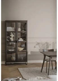 Vitrină maro din lemn masiv de stejar 95x195 cm Everett – Rowico