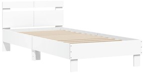 838526 vidaXL Cadru de pat cu tăblie, alb, 100x200 cm, lemn prelucrat