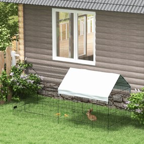 PawHut Cușcă pentru găini cu Acoperiș din Țesătură 220x85x103cm Argintiu | Aosom Romania