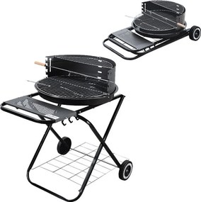 Gratar pe carbuni Master Grill & Party MG925, 54,5 cm, Carcasa emailata, Reglabil, Pliabil, Roti, Negru