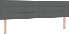 vidaXL Tăblie LED cu benzi LED cu headboard Gri închis 180 cm țesătură
