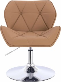 HR111N Scaun Caramel Piele Ecologica Premium Soft cu Bază Cromata