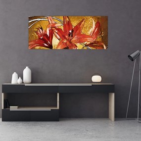 Tablou cu flori de crini (120x50 cm)