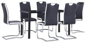 Set mobilier de bucatarie, 7 piese, negru, piele ecologica Negru, 7