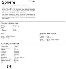 Lustra LED dimabila cu telecomanda Sphere 5L SV-793534D