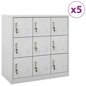 3095243 vidaXL Dulapuri vestiar 5 buc. gri deschis 90x45x92,5 cm oțel