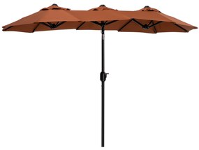 Outsunny Umbrela de soare de gradina basculabila dubla cu deschidere cu manivela, 285x147x227cm, rosu | Aosom Romania