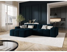 Colțar albastru închis cu tapițerie din catifea (pe partea stângă) Kendal – Micadoni Home