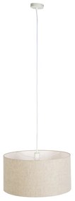 Suspensie rurală albă cu abajur din bumbac gri deschis 50 cm - Combi