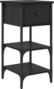 vidaXL Dulap de noapte cu sertar Stejar Negru 33.5 x 36 x 70 cm
