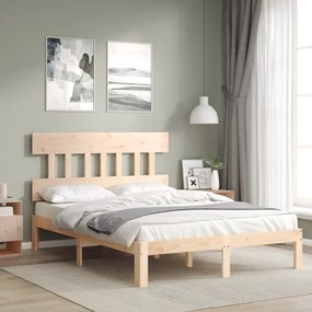 3193566 vidaXL Cadru de pat cu tăblie, dublu mic, lemn masiv