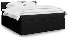 vidaXL Pat box spring cu saltea, negru, 180x200 cm, catifea