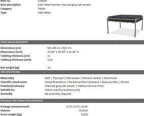 Masuta laterala design LUX Premier 65x65cm 114838 HZ