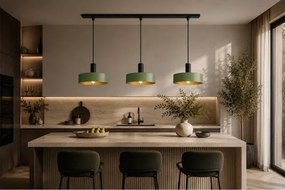 Lustră pe cablu HAKI 3xE27/60W/230V verde/negru