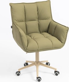 HR560K Scaun Khaki Piele Ecologica Premium Soft cu Bază Crem